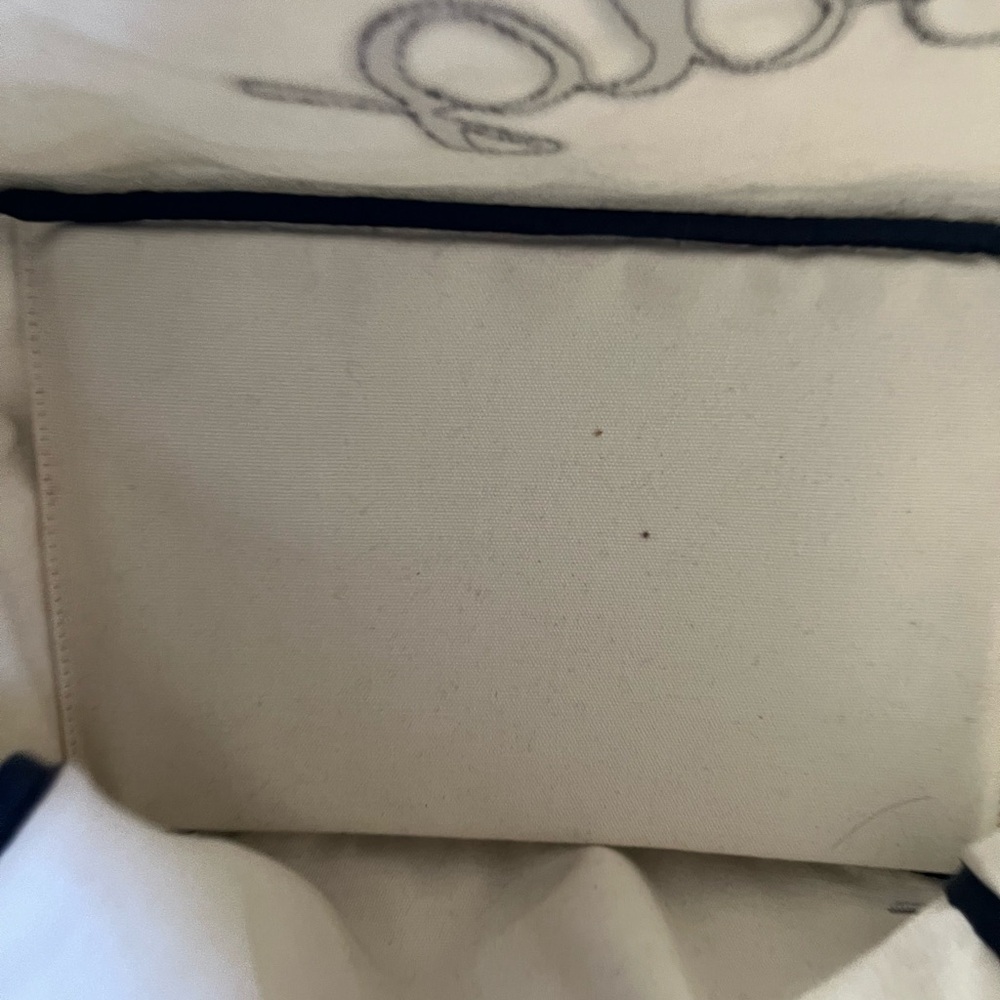 Anya Hindmarch London I AM NOT A PLASTIC BAG Cream and Navy Canvas Tote Bag - Picture 13 of 13